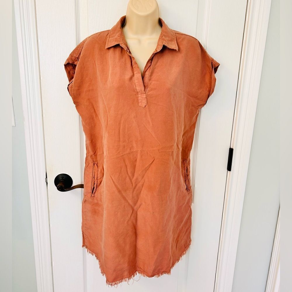 Altar’d State Dusty Rose Shirt Dress Fray Bottom Hem and Pockets!